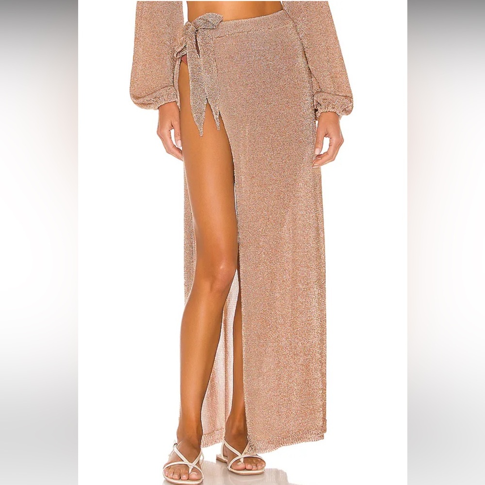 Revolve Lovers and Friends Nayelli Wrap Skirt in Gold